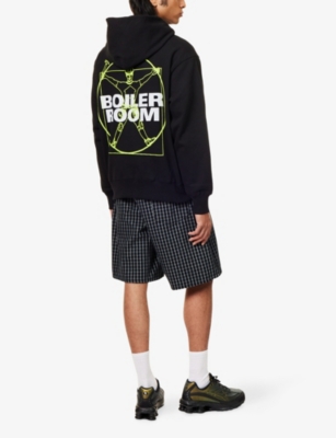 Pleasures X Boiler Room Mens  Workman Brand-print Cotton-jersey Hoody Black Xl In Black