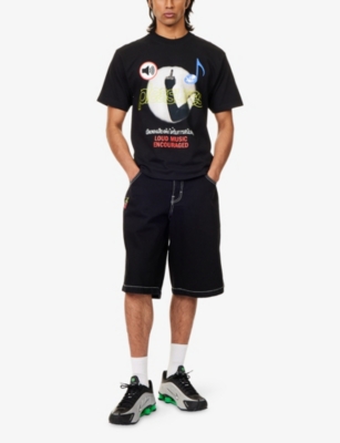 Pleasures X Boiler Room Mens  Loud Music Graphic-print Cotton-jersey T-shirt Black Xl In Black