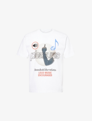 Pleasures X Boiler Room Mens  Loud Music Short-sleeves Cotton-jersey T-shirt White Xl In White