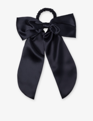 Slip Crimson Silk Hair Bow In Black