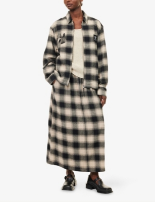 Heresy Womens Black Fog Check Cotton Midi Skirt In Black