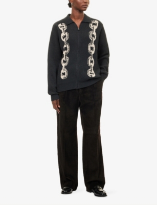 HERESY: Chain Polo-Collar Cotton-Knit Cardigan