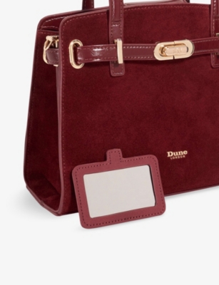 Dune Womens Burgundy Suede Dinidefine Medium Leather Tote Bag In Burgundy