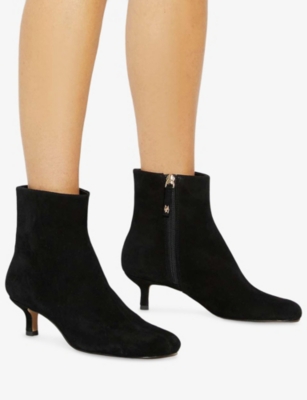 Dune Womens Black Suede Orina Suede Heeled Ankle Boots Eur 38/5 Uk In Black