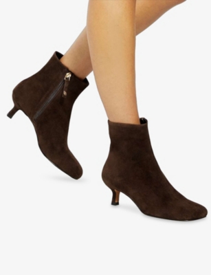 Dune Womens Brown Suede Orina Suede Heeled Ankle Boots Eur 36 / 3 Uk In Black
