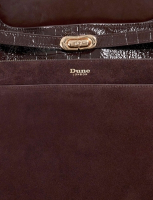 Dune Womens Brown Croc Print Leather Dynamic Large Leather Tote Bag