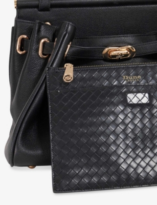 Dune Womens Black Leather Dynamic Medium Leather Shoulder Bag In Black