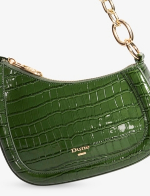 Dune Womens Green Leather Direction Small Leather Shoulder Bag In Green