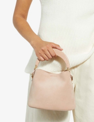 Dune Womens Mink Suede Dharla Moulded-handle Suede Handbag