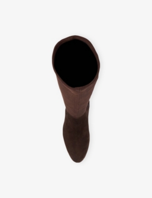 Dune Womens Brown Suede Mix Simple Faux-suede Heeled Knee-high Boots Eur 38/5 Uk In Brown