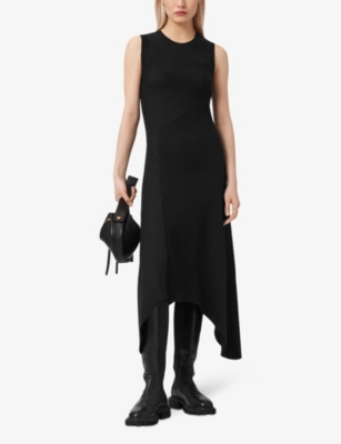 Gia Asymmetric-Hem Stretch-Cotton Maxi Dress