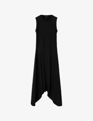 Gia Asymmetric-Hem Stretch-Cotton Maxi Dress