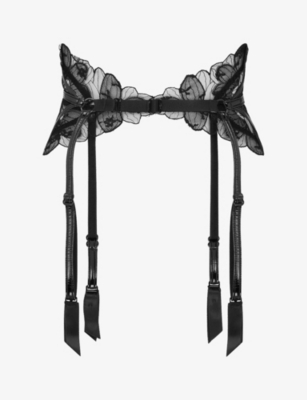 Agent Provocateur Womens  Litzia Embroidered Lace Suspender Belt In Black