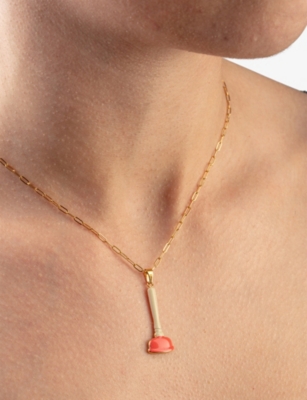 SELETTI: Seletti wears TOILETPAPER Plunger Pendant 18ct Yellow Gold-Plated Stainless-Steel Necklace
