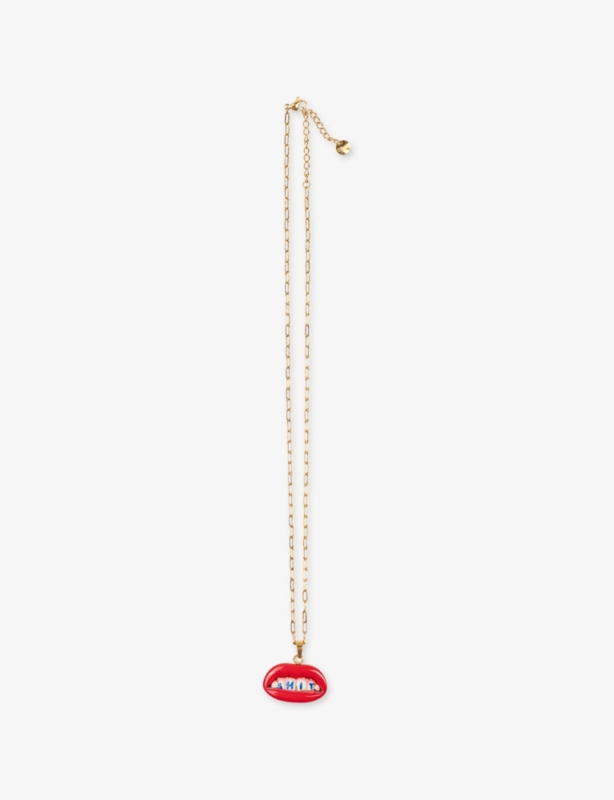 Seletti wears TOILETPAPER 'Shit' Mouth Pendant 18ct Yellow Gold-Plated Stainless-Steel Necklace