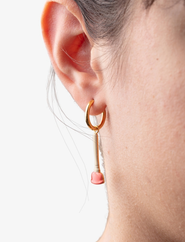 Seletti wears TOILETPAPER Plunger Pendant 18ct Yellow Gold-Plated Stainless-Steel Earrings