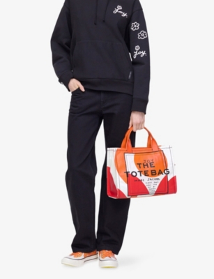 Marc Jacobs Womens Orange Multi  X David Shrigley The Medium Canvas Tote Bag In Multi