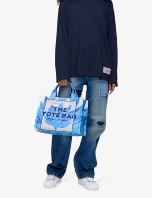 Marc Jacobs Womens Blue Multi  X David Shrigley The Medium Canvas Tote Bag In Multi