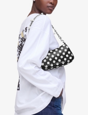 Marc Jacobs Womens Black/white  X Derrick Adams Charm Leather Shoulder Bag In Multi