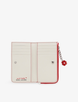 Marc Jacobs Womens Red Multi  X David Shrigley The Medium Flat Leather Wallet In Red