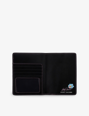 Marc Jacobs Black Multi  X Hattie Stewart Leather Passport Case In Multi