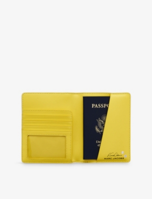 Marc Jacobs White Multi  X Derrick Adams Leather Passport Case In Multi