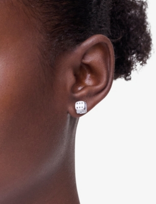 Marc Jacobs Womens  X Derrick Adams Dice Brass Stud Earrings In Multi