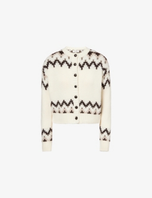 4th & Reckless Womens Cream Brandon Fair Isle Knitted Cardigan In Neutral