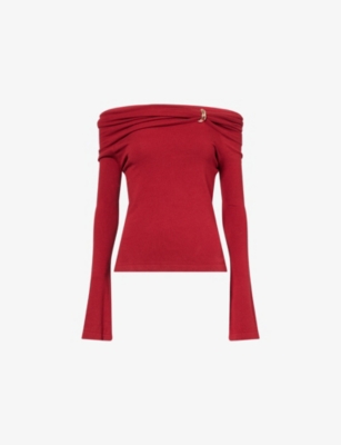 4TH & RECKLESS: Virgo Off-Shoulder Knotted Woven Top