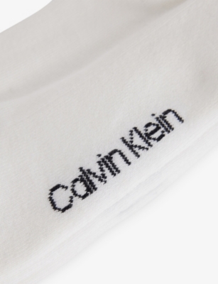 Calvin Klein Mens White Monogram Stretch-cotton Trainer Socks Pack Of Two In White