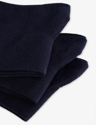 Calvin Klein Mens Navy Logo Stretch-cotton Crew Socks Pack Of Three In Blue