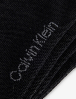 CALVIN KLEIN: Logo Stretch-Cotton Trainer Socks Pack of Three