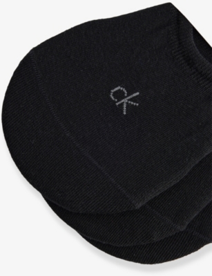 Calvin Klein Mens Black Logo No-show Stretch-cotton Socks In Black