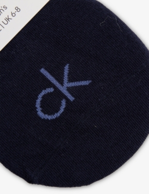 Calvin Klein Mens White Logo No-show Stretch-cotton Socks In White