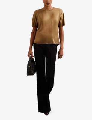 REISS: Lena Short-Sleeve Silk Top