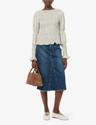 AMY LYNN: Iris Shirred Cotton-Poplin Top