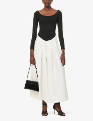 Amy Lynn Womens Nancy Off-shoulder Stretch-woven Maxi Dress Cream In Multi