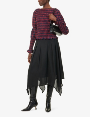 Amy Lynn Womens Tilda Asymmetric Woven Midi Skirt Black In Black