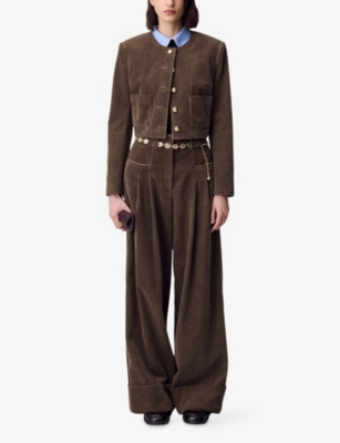CLAUDIE PIERLOT: Wide-Leg Stretch-Velvet Trousers