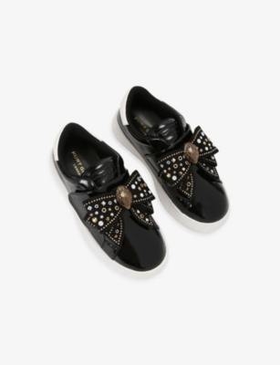 Kurt Geiger Black Kids' Laney Bow Patent-leather Trainers Eur 36 /3.5 Uk In Black