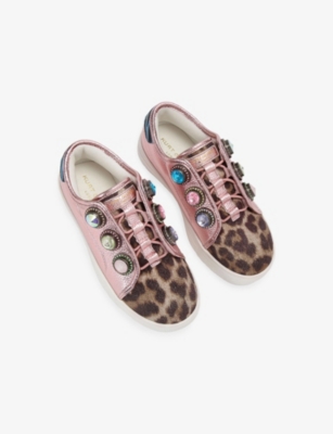 Kurt Geiger Pink Comb Kids' Mini Laney Octavia Metallic-leather Trainers Eur 30 / 12 Uk In Pink