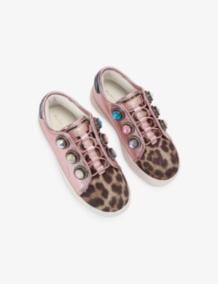 Kurt Geiger Pink Comb Kids' Mini Laney Octavia Metallic-leather Trainers Eur 30 / 12 Uk In Multi