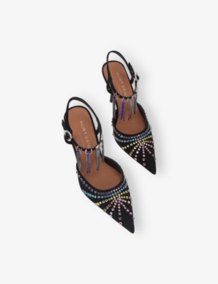 KURT GEIGER LONDON: Kurt Crystal Suede Heeled Slingback Courts