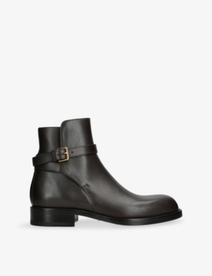 The Row: Nobilis Buckle Leather Ankle Boots