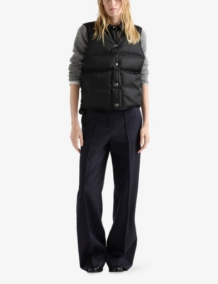 Prada Womens Black Re Nylon Collared Shell-down Gilet In Black