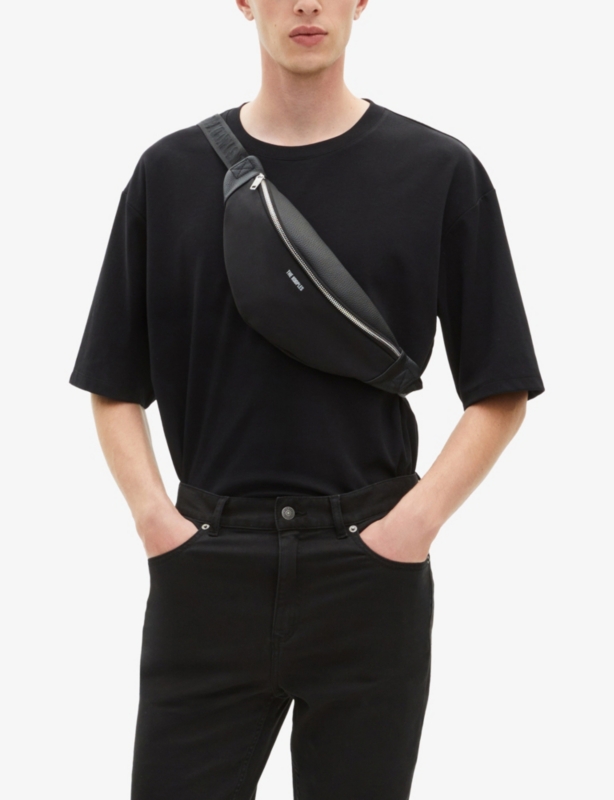 Branded Leather and Canvas Belt Bag