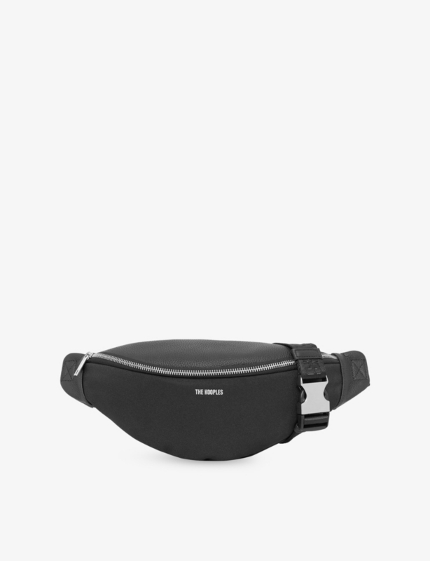 Branded Leather and Canvas Belt Bag