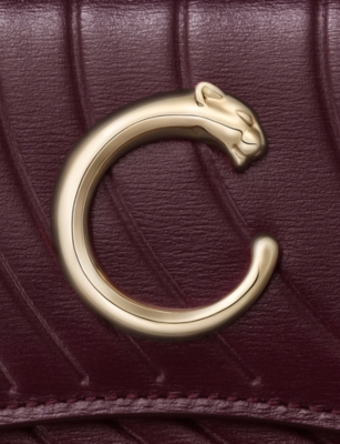 Cartier Womens Grape Panthère C De  Mini Leather Wallet In Purple