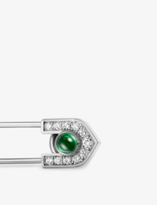 CARTIER: C de Cartier 18ct White Gold, Diamond And Emerald Pin