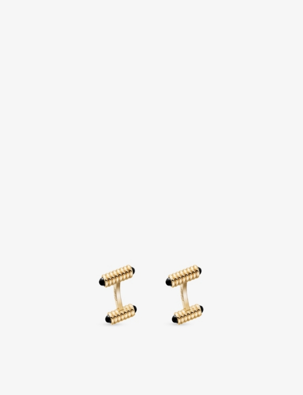 Spring Motif 18ct Yellow Gold And Onyx Cufflinks